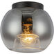 Samar 1 Light 7.5 inch Black/Smoked Flush Mount Ceiling Light in Transition Smoked Glass