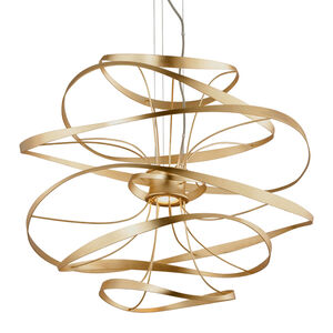 Calligraphy LED 34 inch Gold Leaf with Polished Stainless Accents Pendant Ceiling Light in 31.25