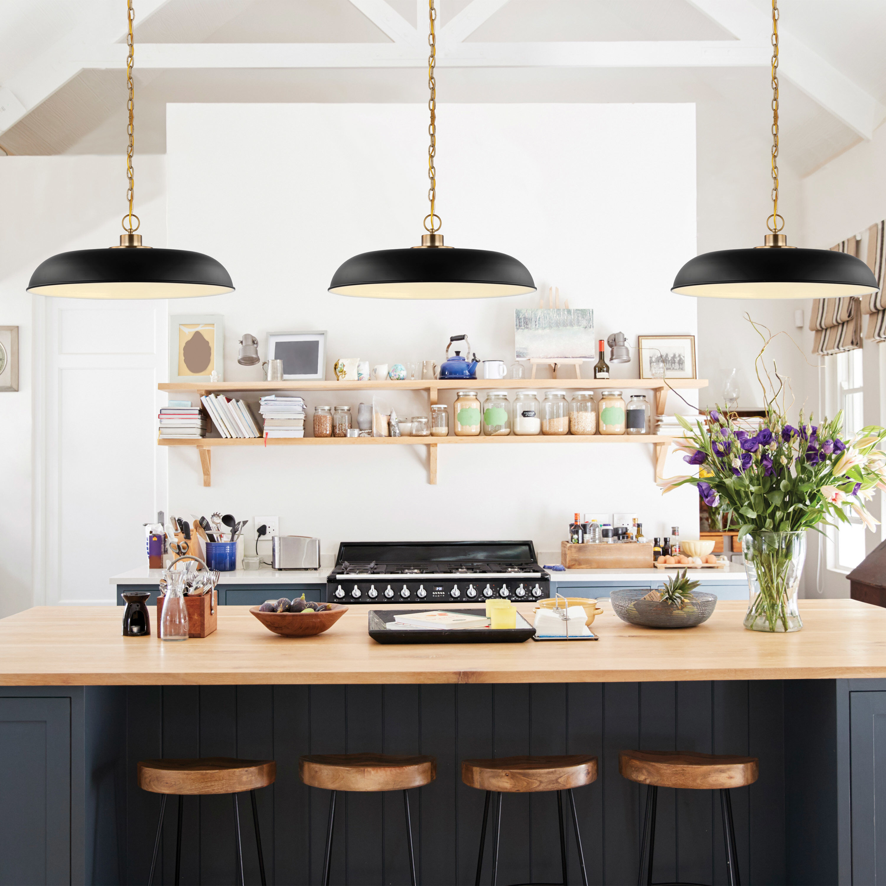 Black and brass ceiling light top