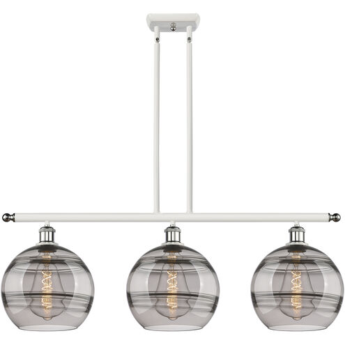 Ballston Rochester 3 Light 36.5 inch White Polished Chrome Stem Hung Island Light Ceiling Light