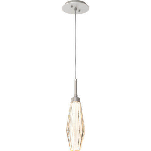 Aalto LED 3.8 inch Beige Silver Pendant Ceiling Light in 3000K LED, Metallic Beige Silver, Optic Rib Amber