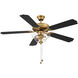 Traditional 52 inch Natural Brass with Walnut and Black Blades Ceiling Fan