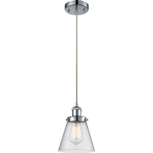 Ballston Small Cone 1 Light 6 inch Polished Chrome Mini Pendant Ceiling Light in Seedy Glass, Ballston
