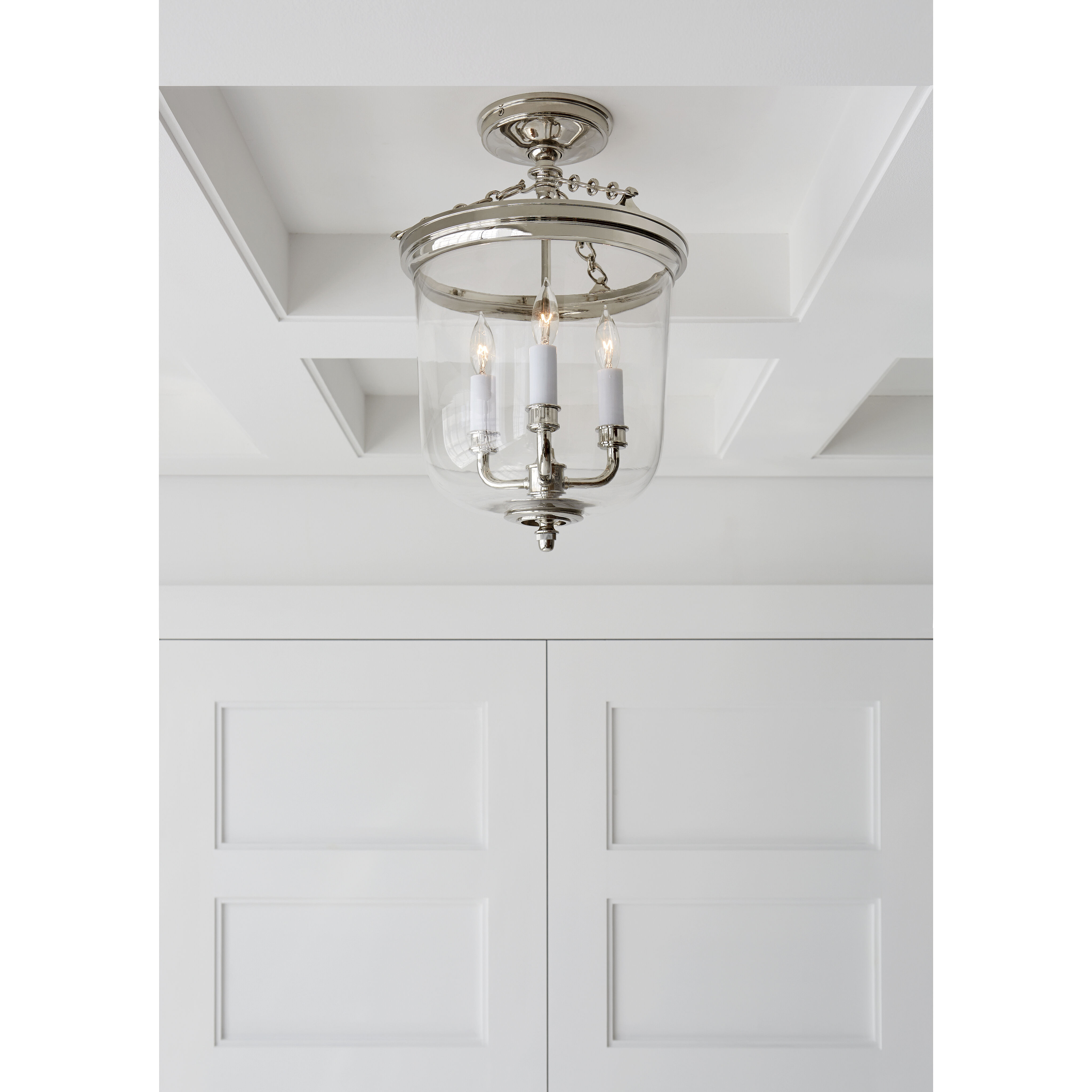 Thomas O'Brien Merchant 3 Light 11.25 inch Polished Nickel Semi-Flush Mount Ceiling Light
