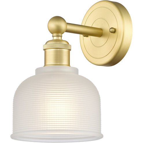 Dayton 1 Light 5.5 inch Satin Gold Sconce Wall Light in White Glass