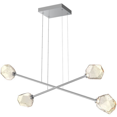 Gem LED Classic Silver Linear Multi-Pendant Ceiling Light in 3000K LED, Amber, Double Moda