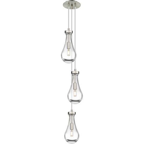 Owego 3 Light 7.13 inch Brushed Satin Nickel Multi Pendant Ceiling Light in Clear Glass, Cord Hung