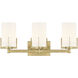 Froselle 3 Light 22 inch Vintage Brass Bathroom Vanity Light Wall Light