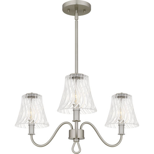 McKinney 3 Light 21.75 inch Brushed Nickel Chandelier Ceiling Light