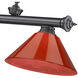 Cordon 3 Light 57.25 inch Bronze Plate Billiard Ceiling Light in Red Plastic