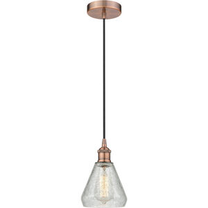 Edison Conesus 1 Light 6 inch Antique Copper Mini Pendant Ceiling Light