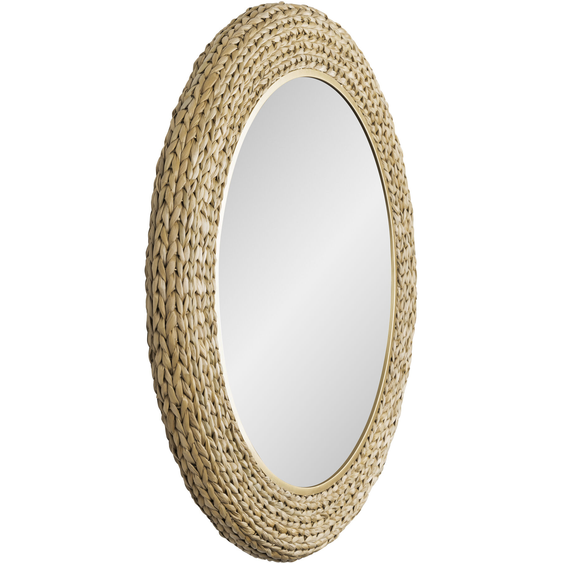 Athena 40.25 X 40.25 inch French Gold with Natural Seagrass Wall Mirror