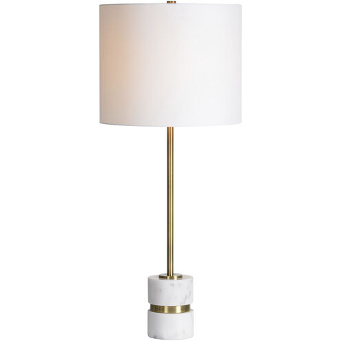 Talulla 28.75 inch 100 watt Antique Brushed Brass and White Table Lamps Portable Light, Set of 2