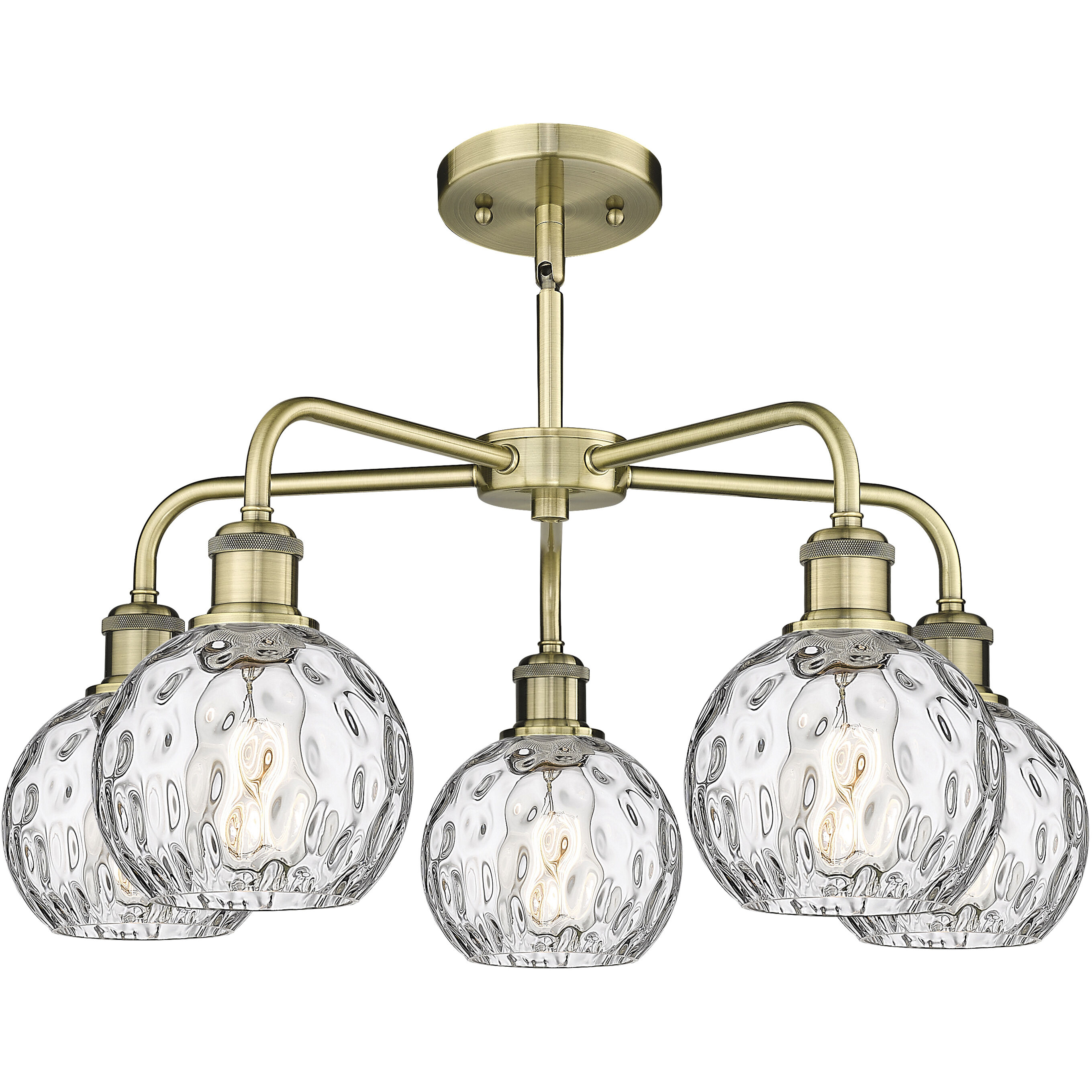 Athens Water Glass 5 Light 23.88 inch Antique Brass Chandelier Ceiling Light