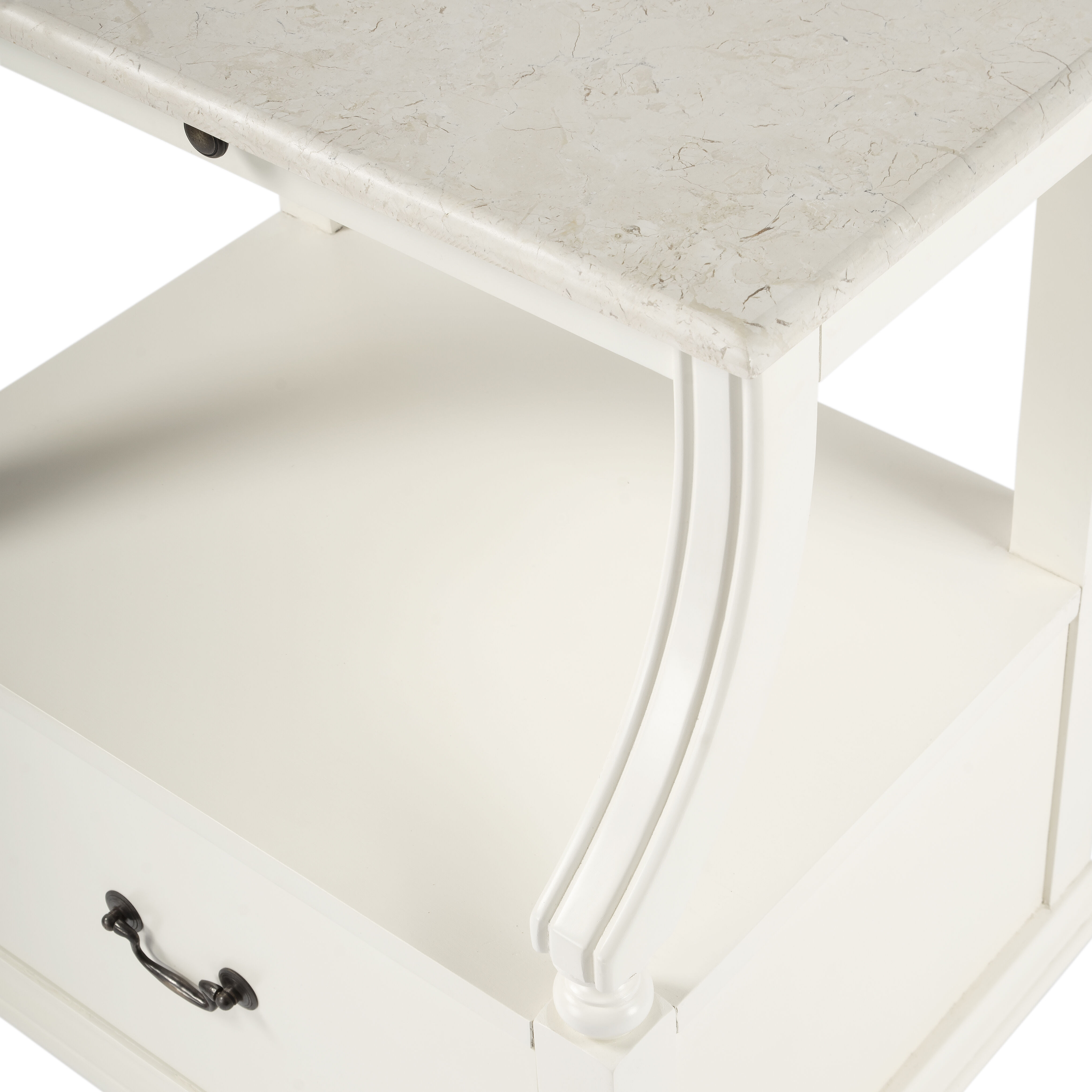 Mabel Marble 1 drawer Nightstand in White