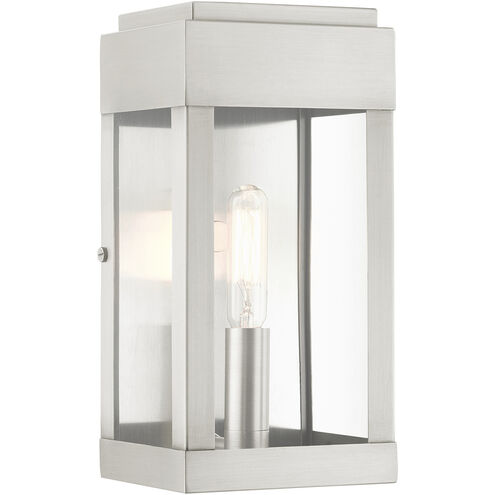 York 1 Light 9 inch Brushed Nickel Outdoor ADA Wall Lantern