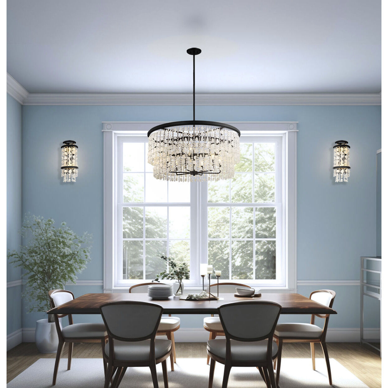 Shimmering Elegance 9 Light 36 inch Sand Coal Chandelier Ceiling Light