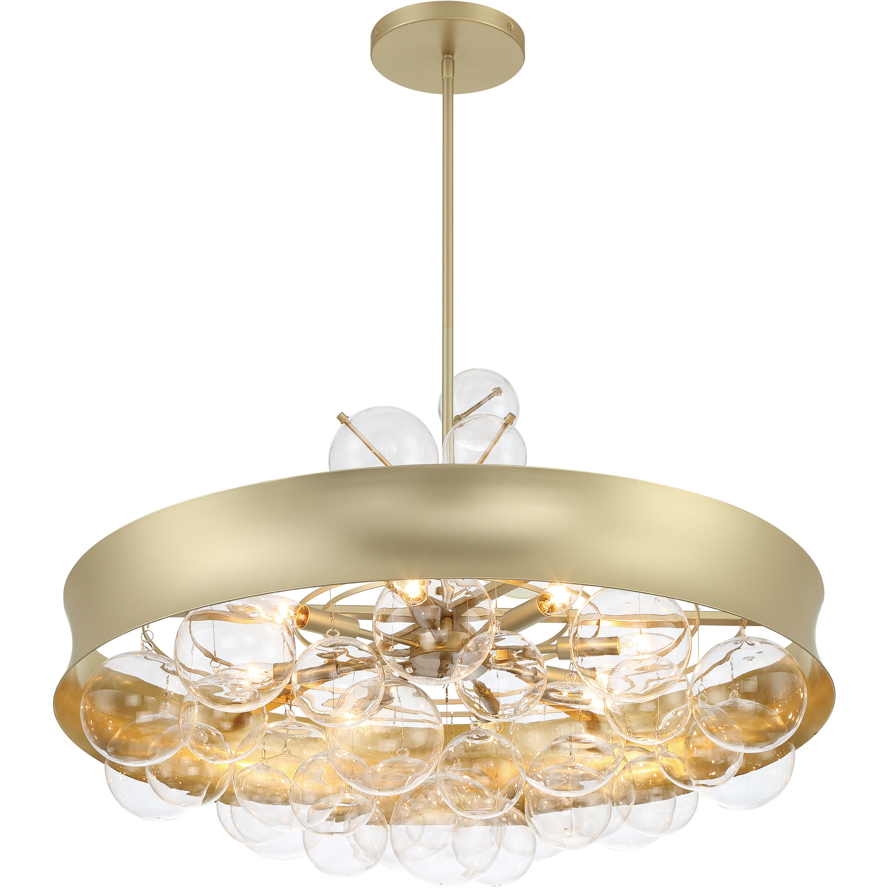 Verdi Square 8 Light 32 inch Soft Gold With Gold Leaf Convertible Pendant Ceiling Light