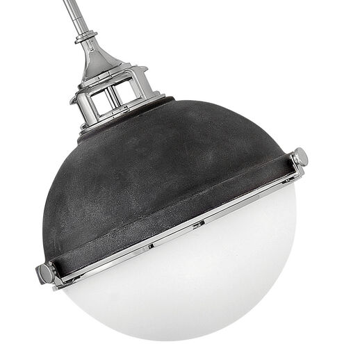Fletcher LED 14 inch Aged Zinc with Polished Nickel Indoor Pendant Ceiling Light in Aged Zinc/Polished Nickel