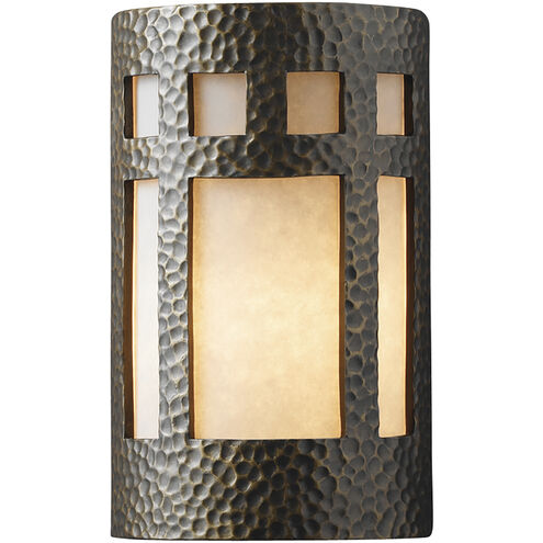 Ambiance Cylinder LED 12.5 inch Hammered Copper Outdoor Wall Sconce, Large
