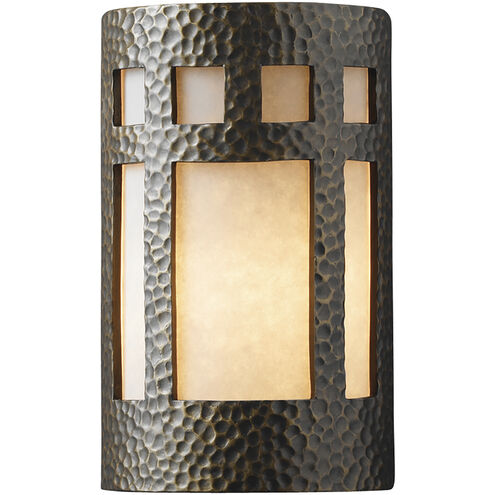 Ambiance Cylinder LED 12.5 inch Tierra Red Slate Outdoor Wall Sconce, Large