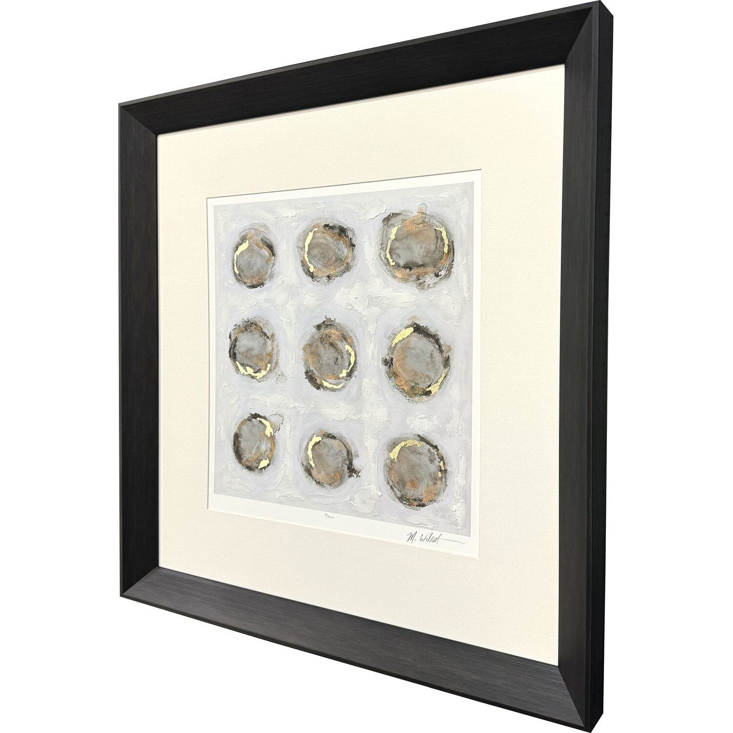 Ennead Gray and Blue and Brown and Metallic Framed Art