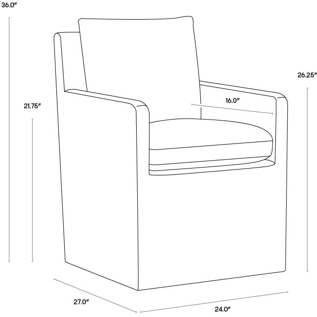 Glenrose Effie Smoke Wheeled Dining Armchair, Wheeled