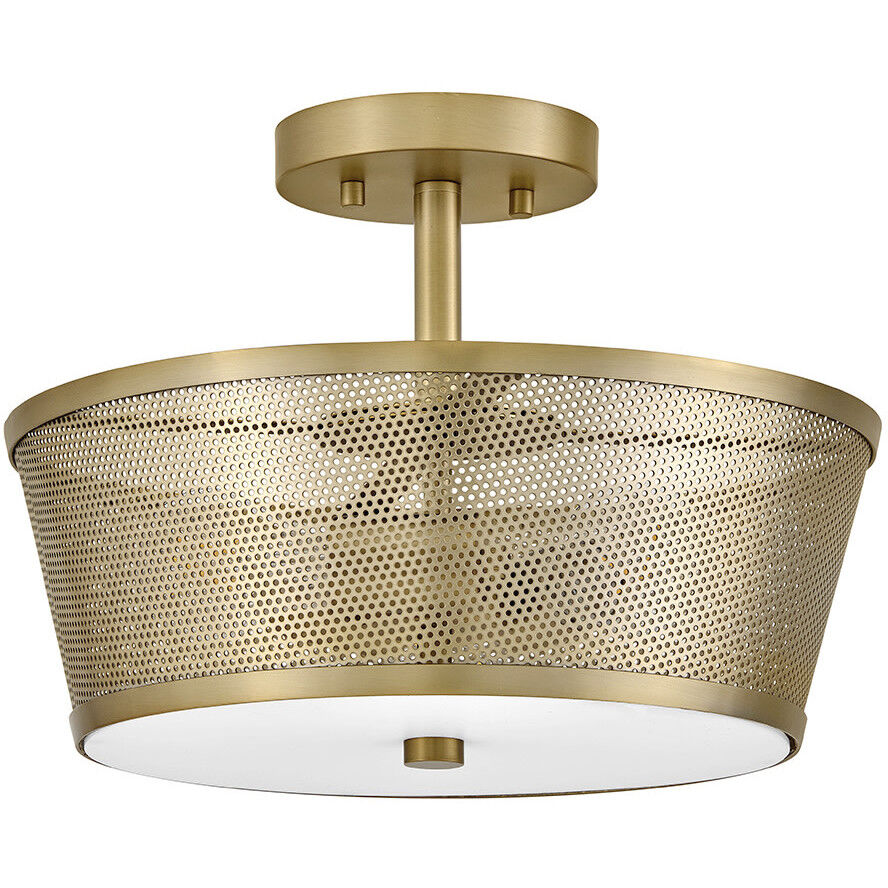 Cash 3 Light 13.75 inch Lacquered Brass Semi-Flush Mount Ceiling Light