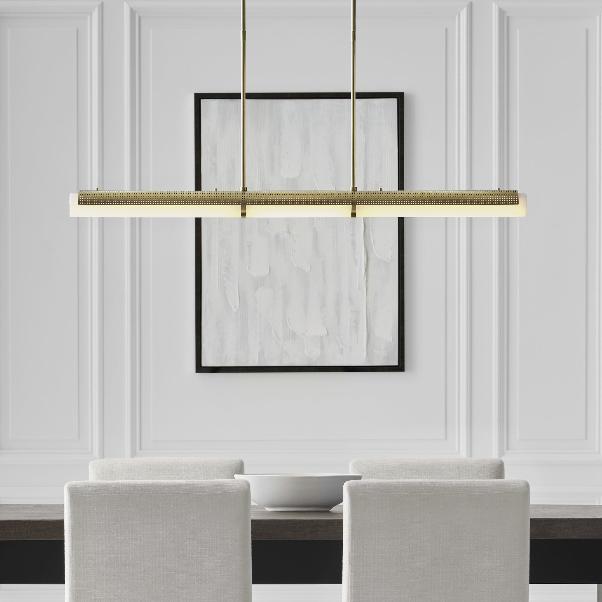 Kelly Wearstler Precision LED 50 inch Antique-Burnished Brass Linear Chandelier Ceiling Light, Large