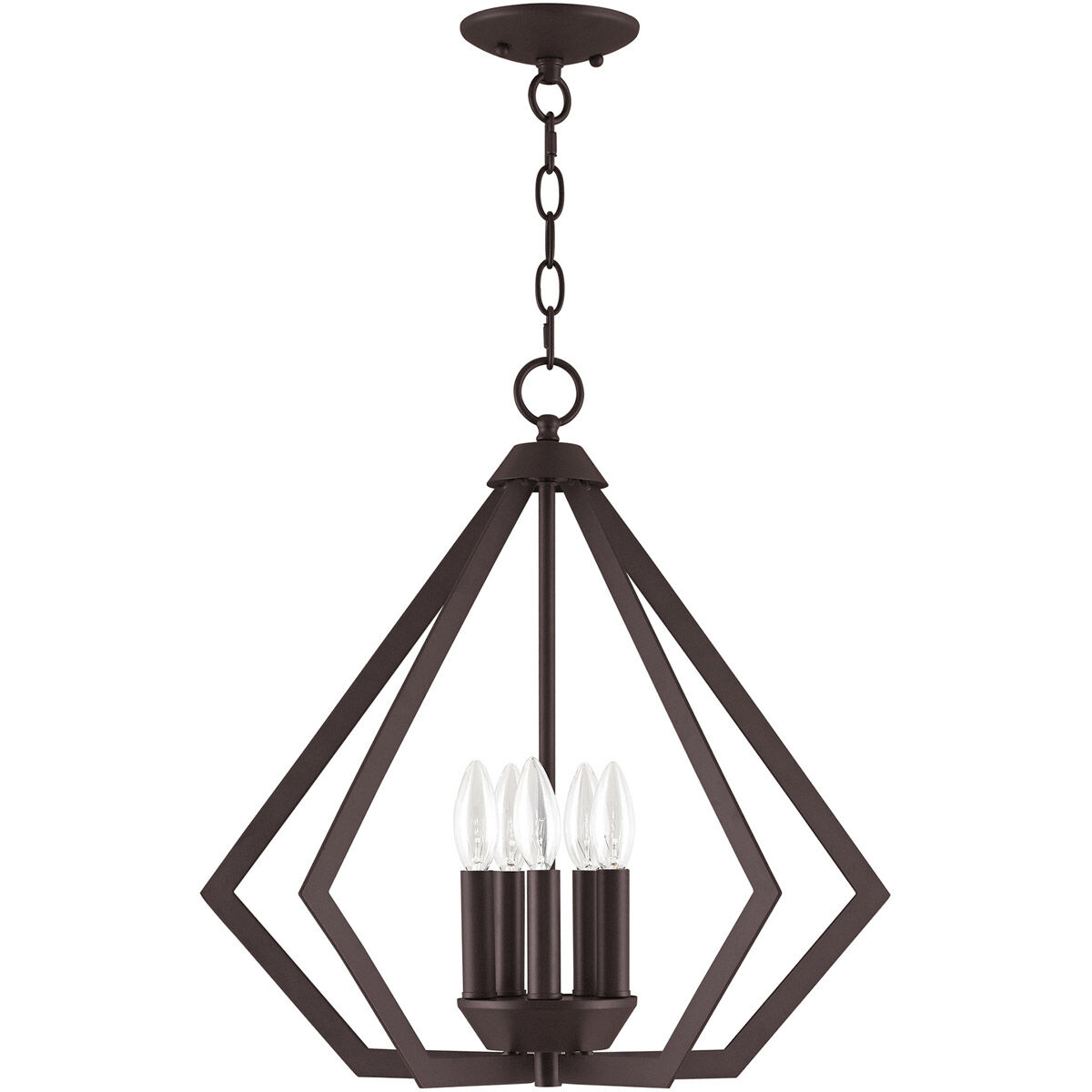 Prism 5 Light 20 inch Bronze Chandelier Ceiling Light