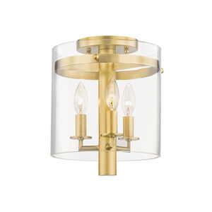 Baxter 3 Light 10 inch Aged Brass Flush Mount Ceiling Light