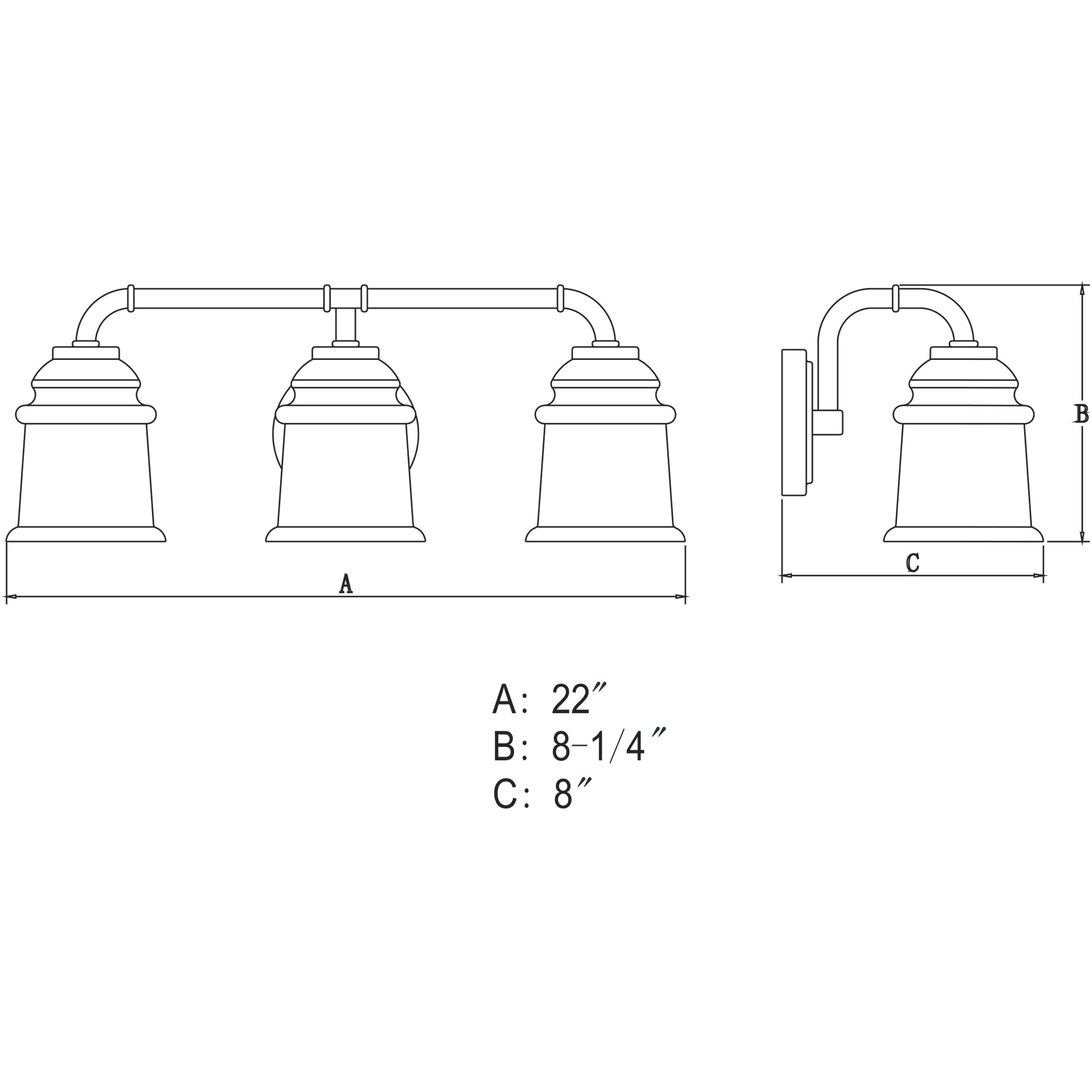 Toledo LED 22 inch Natural Brass Bathroom Light Wall Light