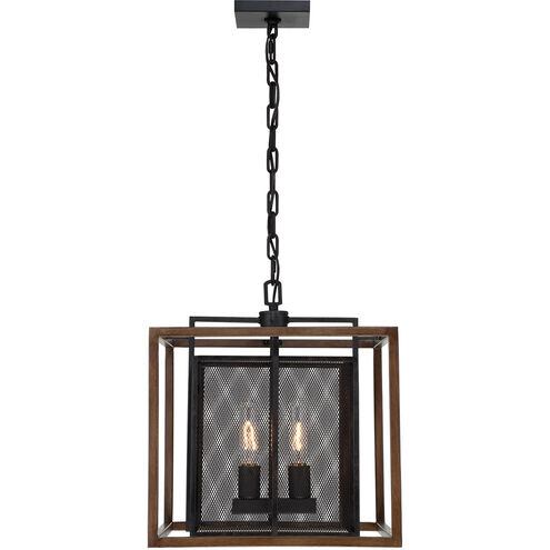 Rio Lobo 2 Light 16 inch Dark Oak with Black Pendant Ceiling Light