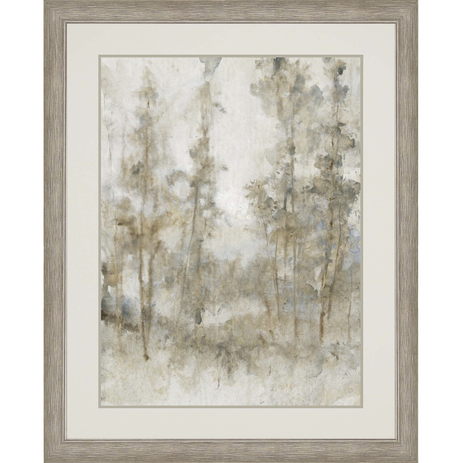 Thicket of Trees Beige and Blue and Metallic and White Framed Art
