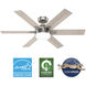 Georgetown 52 inch Brushed Nickel with Light Gray Oak Blades Ceiling Fan