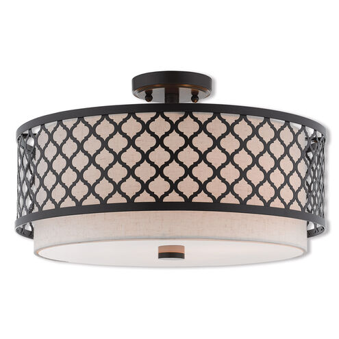 Arabesque 3 Light 18 inch English Bronze Semi-Flush Mount Ceiling Light