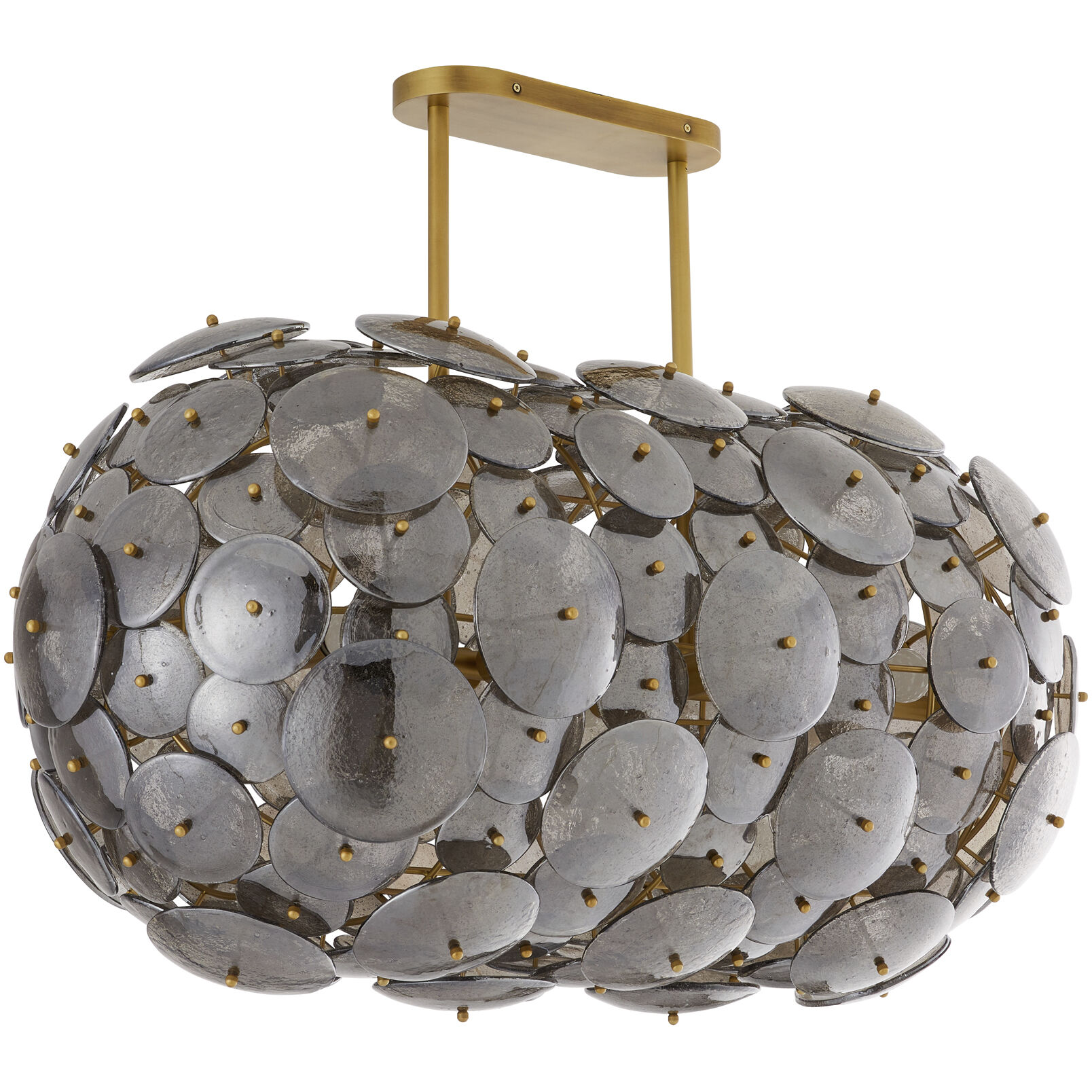 Nebula 8 Light 42 inch Smoke Luster and Antique Brass Chandelier Ceiling Light