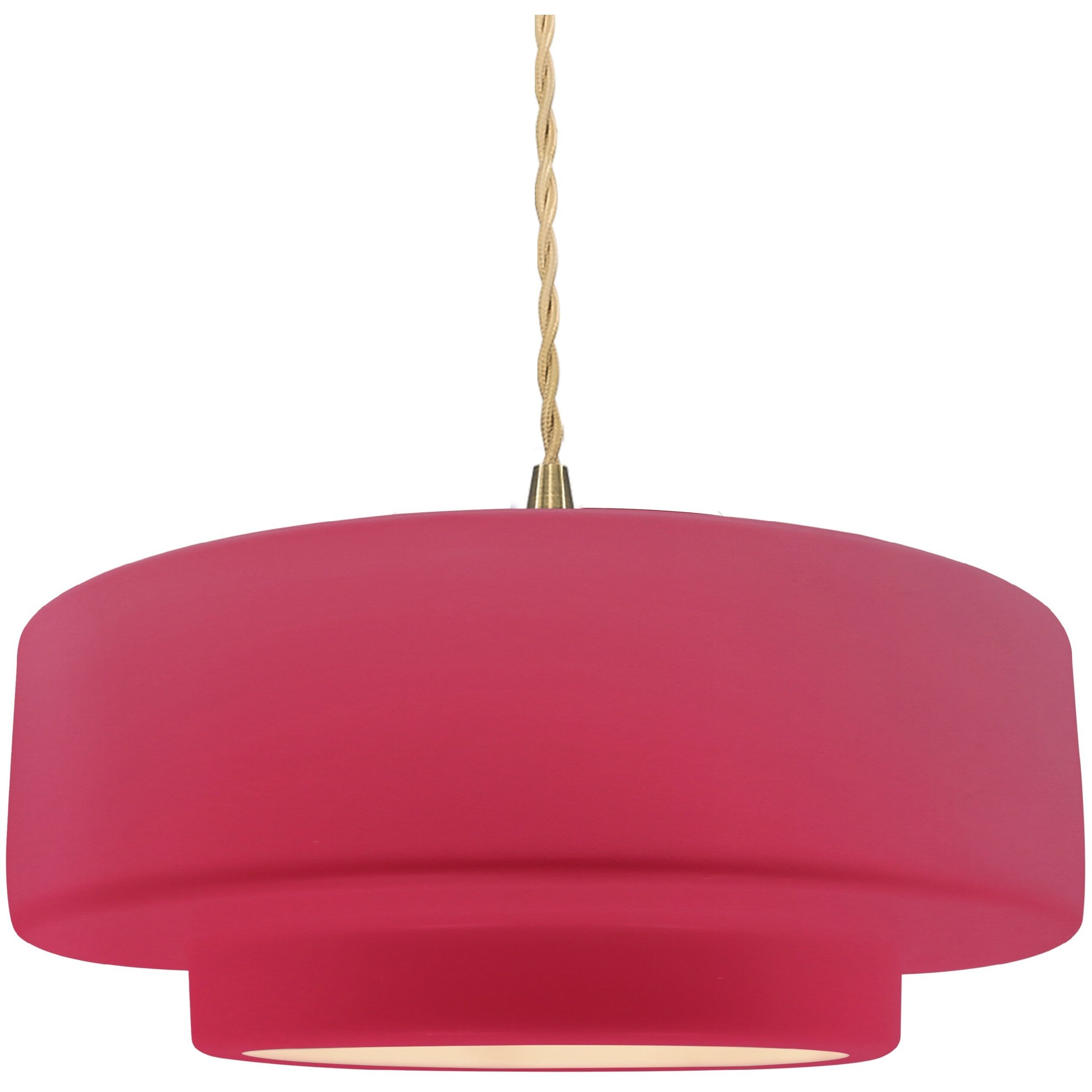 Radiance Collection - Tier Pendant Ceiling Light in Brushed Brass, Dedicated LED, Beige Twist Cord, Cerise, 14.5W x 5.25H, Form+Finish+Function