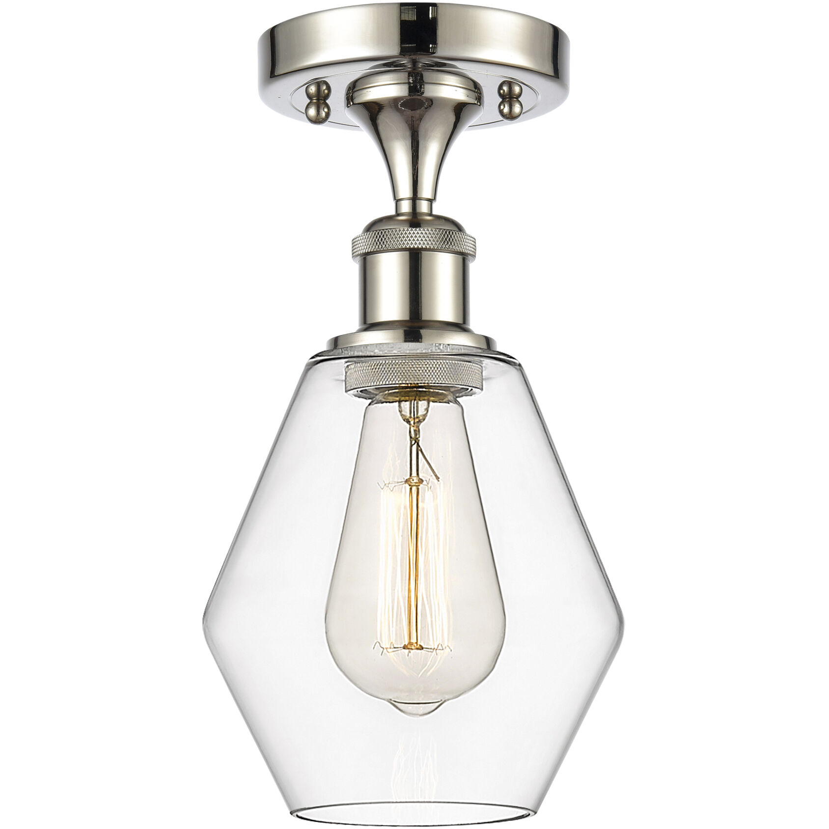 Ballston Cindyrella LED 6 inch Polished Nickel Semi-Flush Mount Ceiling Light in Clear Glass