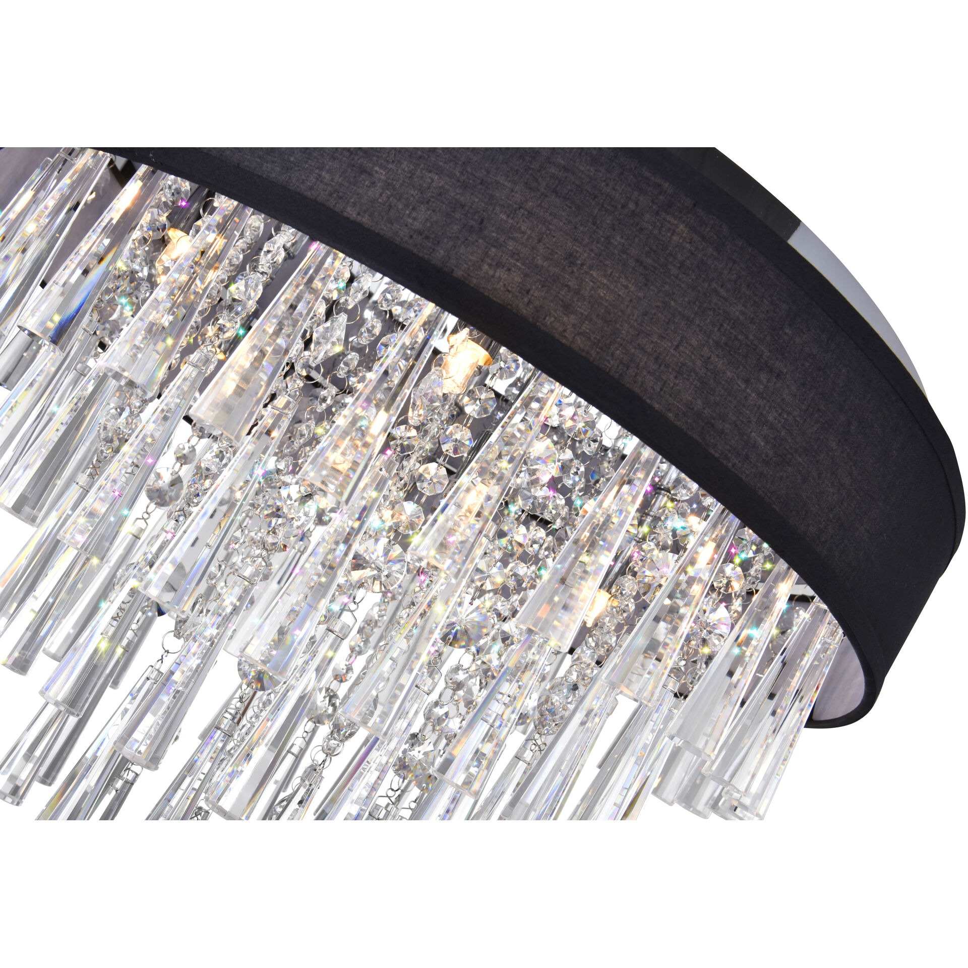 Franca 8 Light 22 inch Chrome Drum Shade Flush Mount Ceiling Light in Black
