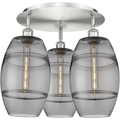 Ballston Vaz 3 Light 19.75 inch Satin Nickel Flush Mount Ceiling Light