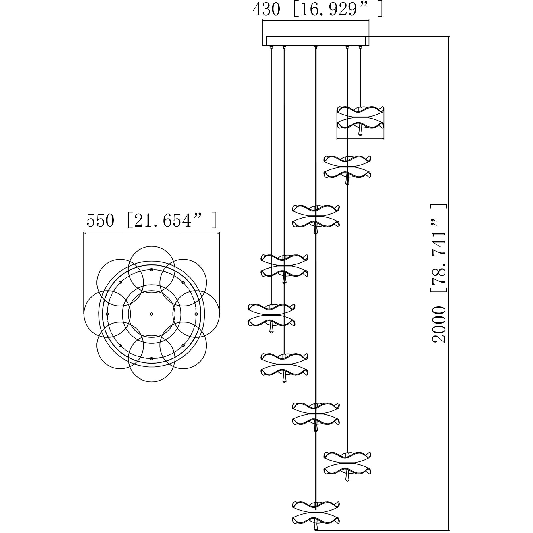 Butterfly LED 22 inch Black and Gold Multi Pendant Ceiling Light