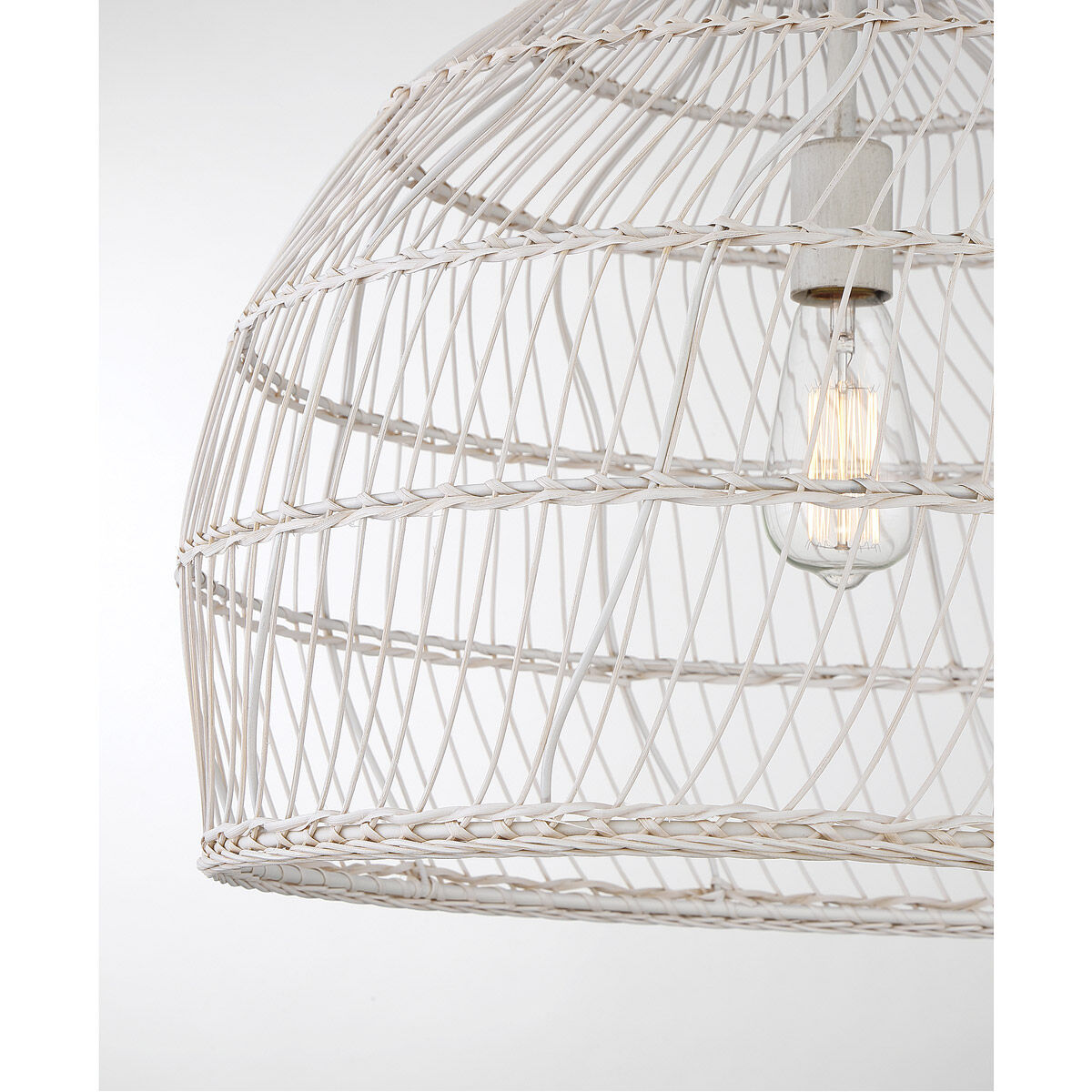 Bohemian 1 Light 20 inch White Rattan Pendant Ceiling Light