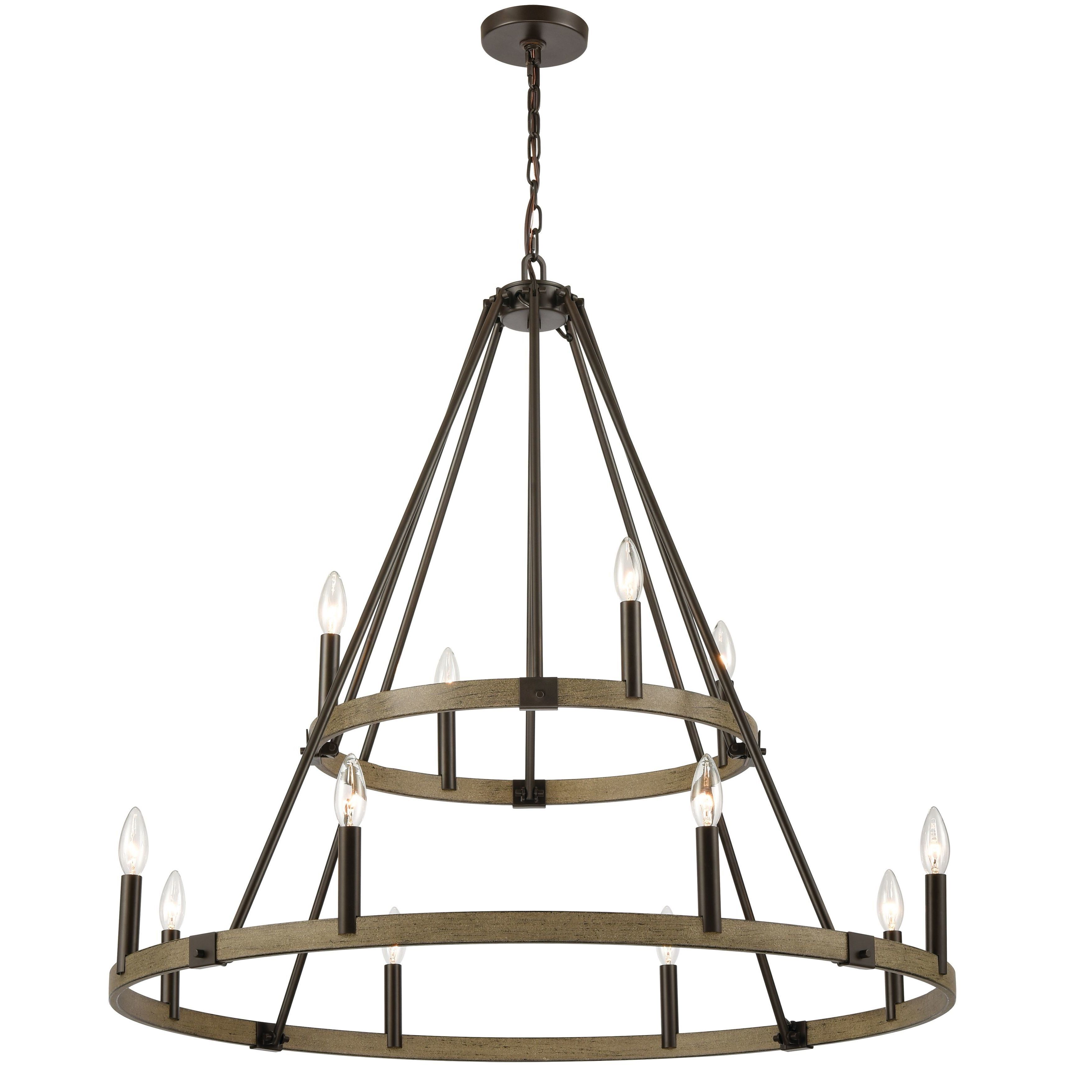Transitions 12 Light 36 inch Oil Rubbed Bronze Chandelier Ceiling Light