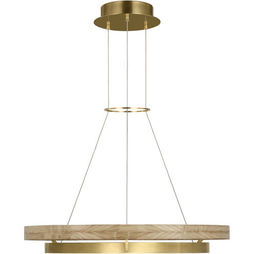 Sean Lavin Grace 1 Light 30 inch Hand Rubbed Antique Brass/Natural Oak Chandelier Ceiling Light
