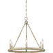 Shabby Chic 6 Light 22 inch Natural Wood with Rope Chandelier Ceiling Light