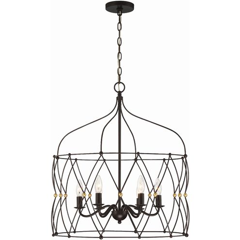 Zucca 6 Light 24 inch English Bronze and Antique Gold Chandelier Ceiling Light