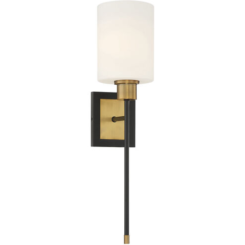 Alvara 1 Light 5.5 inch Black with Warm Brass Accents Wall Sconce Wall Light in Matte Black with Warm Brass, Essentials