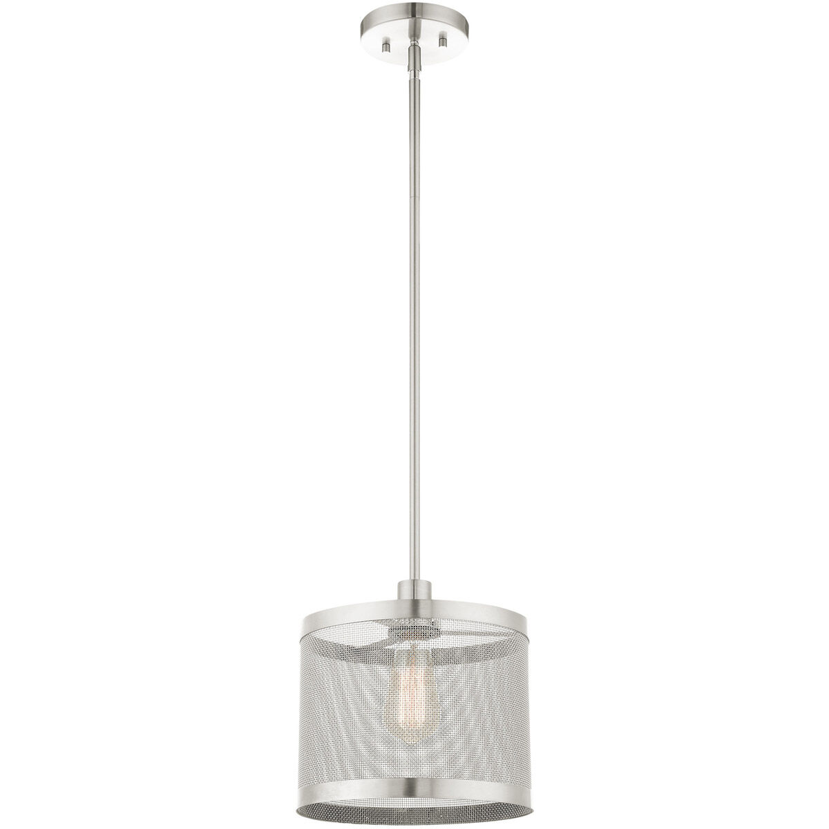 Industro 1 Light 10 inch Brushed Nickel Pendant Ceiling Light