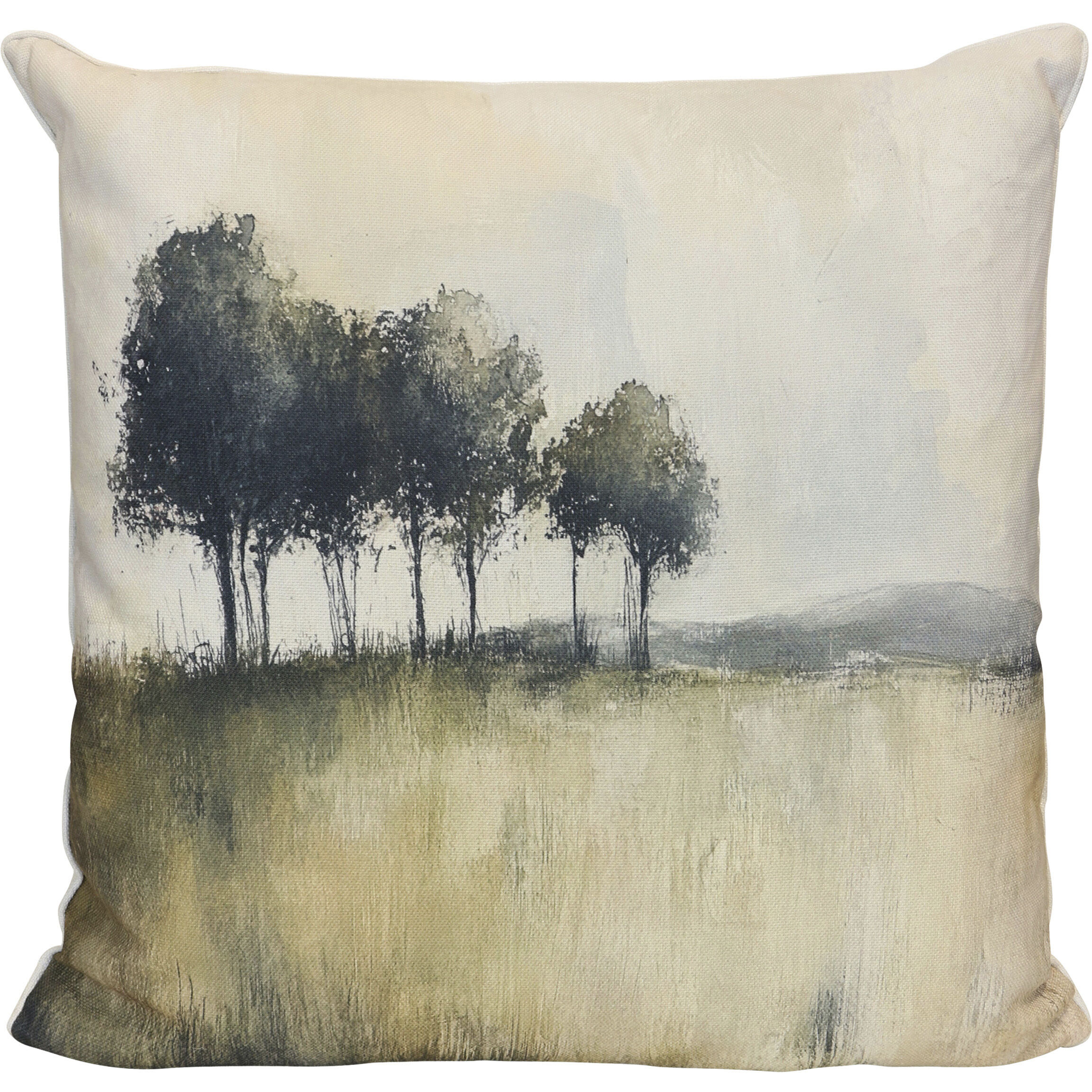 Quiet Meadow Tree Line 24 inch Multicolor Pillow in 24" x 24"
